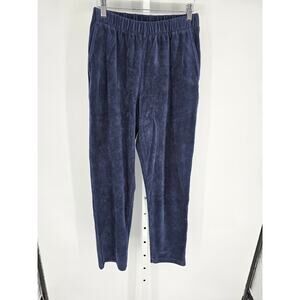 Lands End Womens Sz S Pull On Corduroy Pants Dark Blue Tapered Leg